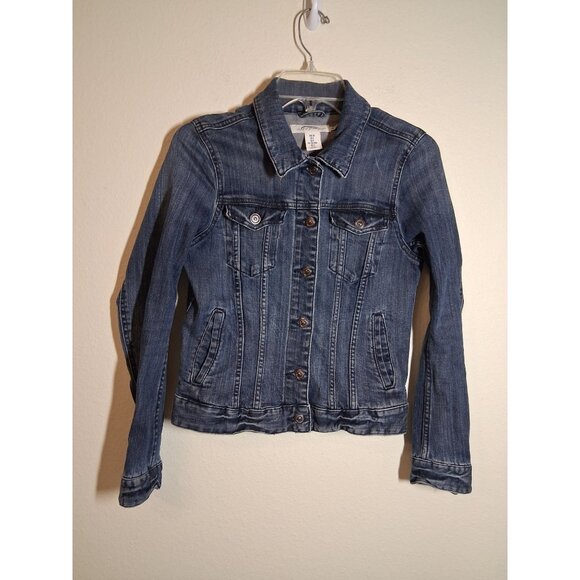 L.O.G.G. H&M Denim Jacket Blue Jeans Casual Y2K Rustic Grunge Trucker Size 8 - Picture 1 of 4